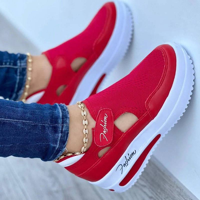Dames Instap Sneakers Met Ademend Mesh En Dikke Zool