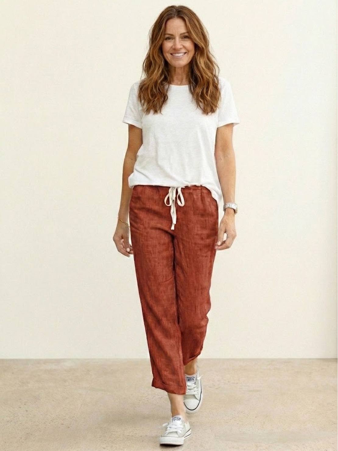 Dame Bukser Slim Fit Snøre Talje Casual Sommer