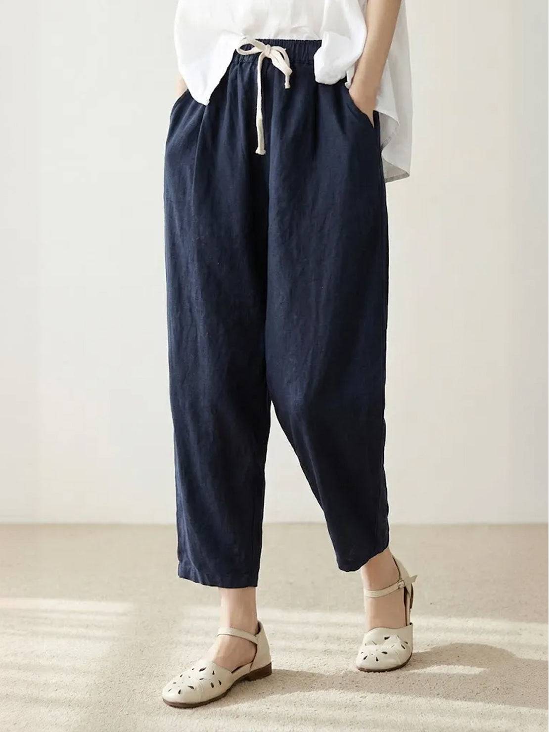 Dame Bukser Slim Fit Snøre Talje Casual Sommer