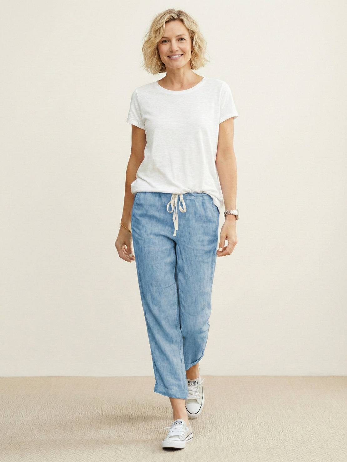 Dame Bukser Slim Fit Snøre Talje Casual Sommer