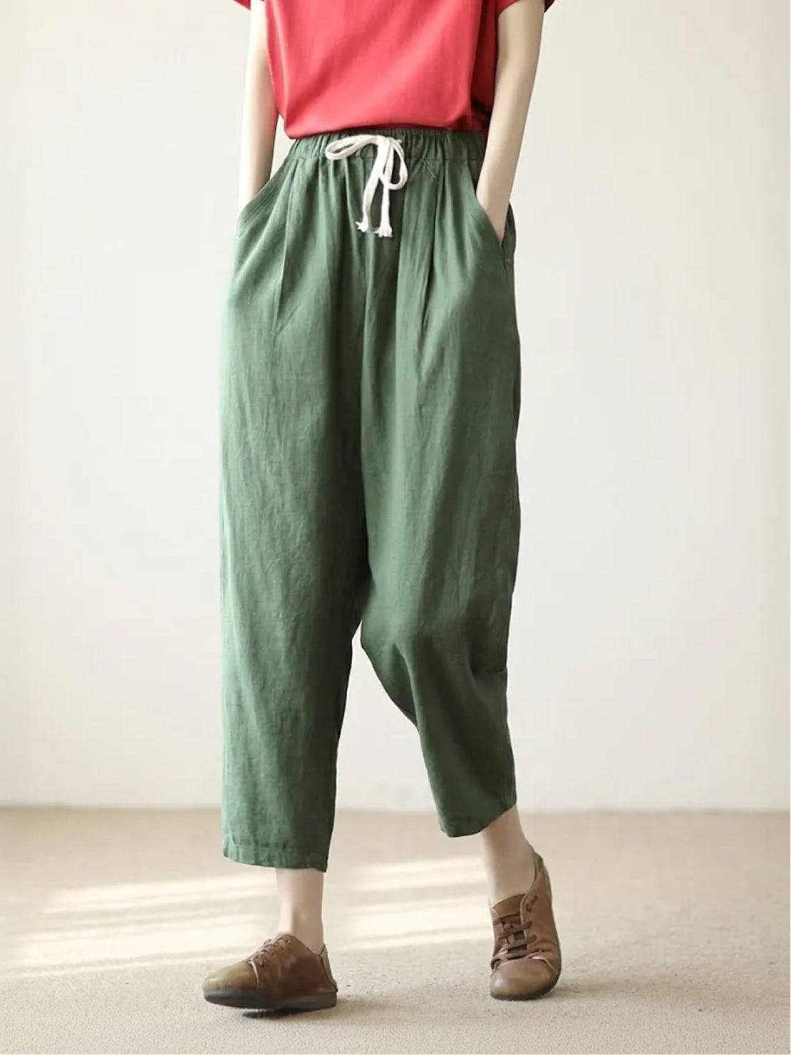 Dame Bukser Slim Fit Snøre Talje Casual Sommer