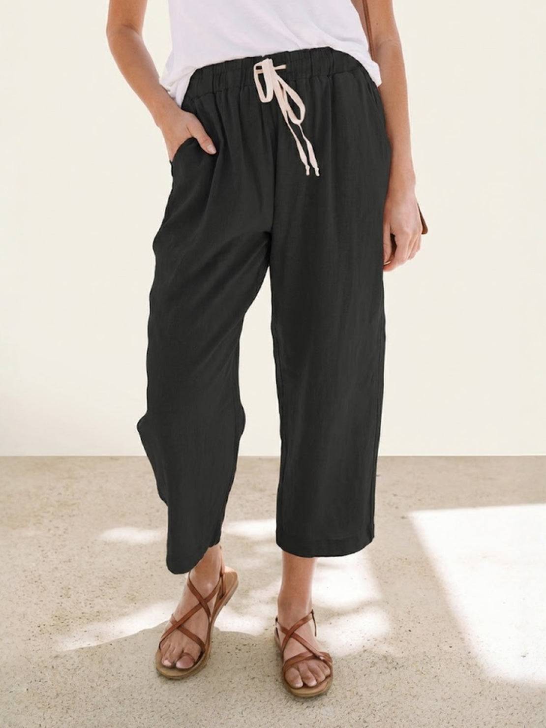 Dame Bukser Slim Fit Snøre Talje Casual Sommer