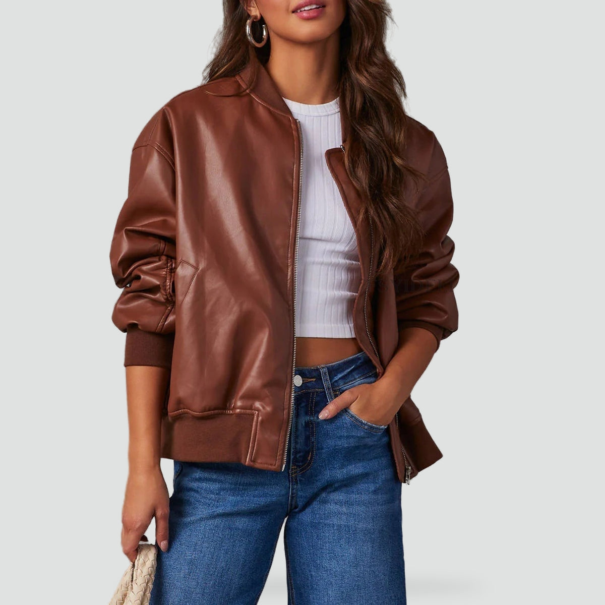 CAPUCINE - OVERSIZED FAUX LEATHER BOMBER JACKET 1