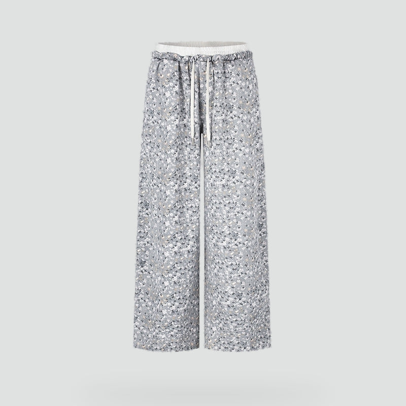 Dames Elegante Glitter Palazzo Broek met Elastische Taille