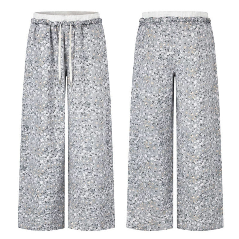 Dames Elegante Glitter Palazzo Broek met Elastische Taille