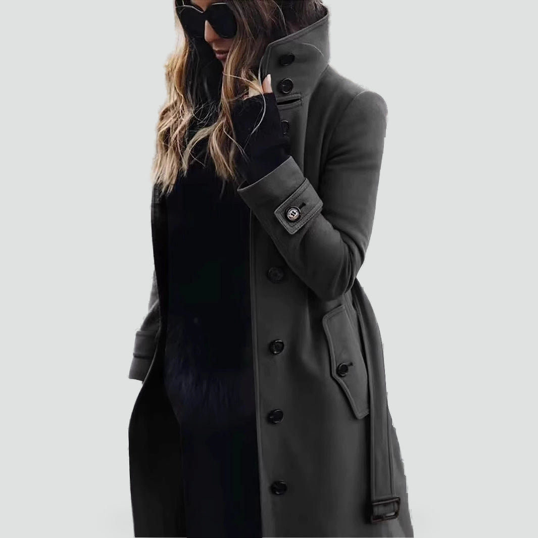 HONORINE - HIGH COLLAR LONG BUTTON COAT 1