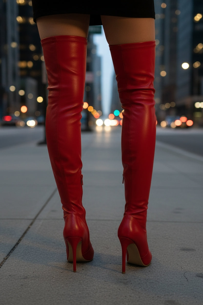 Dames Elegante Overknee Laarzen met Slanke Stilettohak