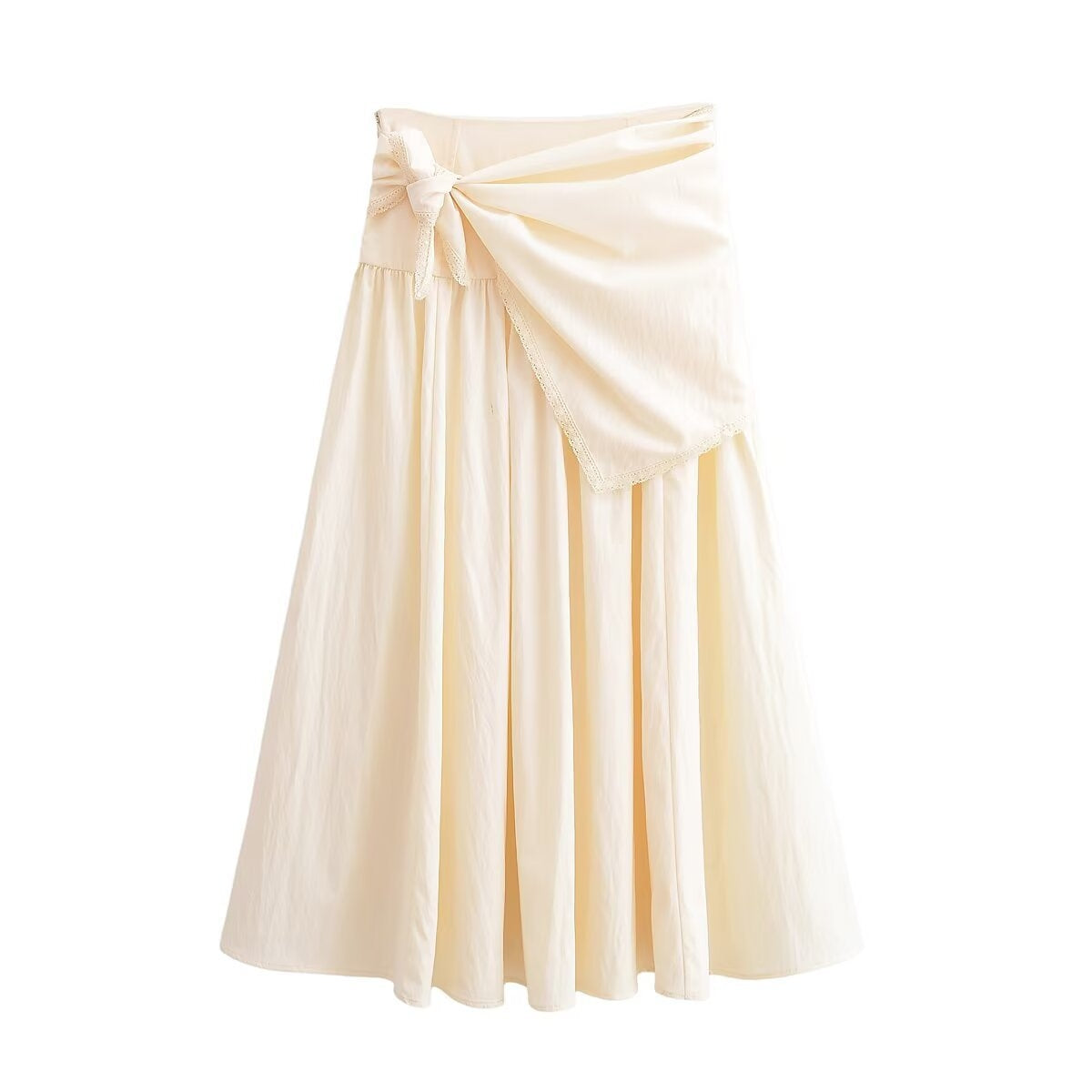 Dames Luchtige Midi Rok met Hoge Taille en Strikceintuur