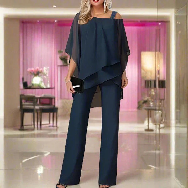 Damesæt jumpsuit asymmetrisk top casual