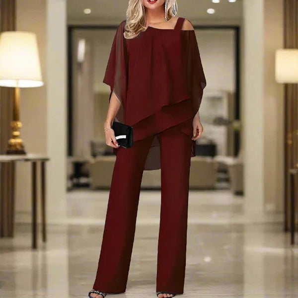 Damesæt jumpsuit asymmetrisk top casual