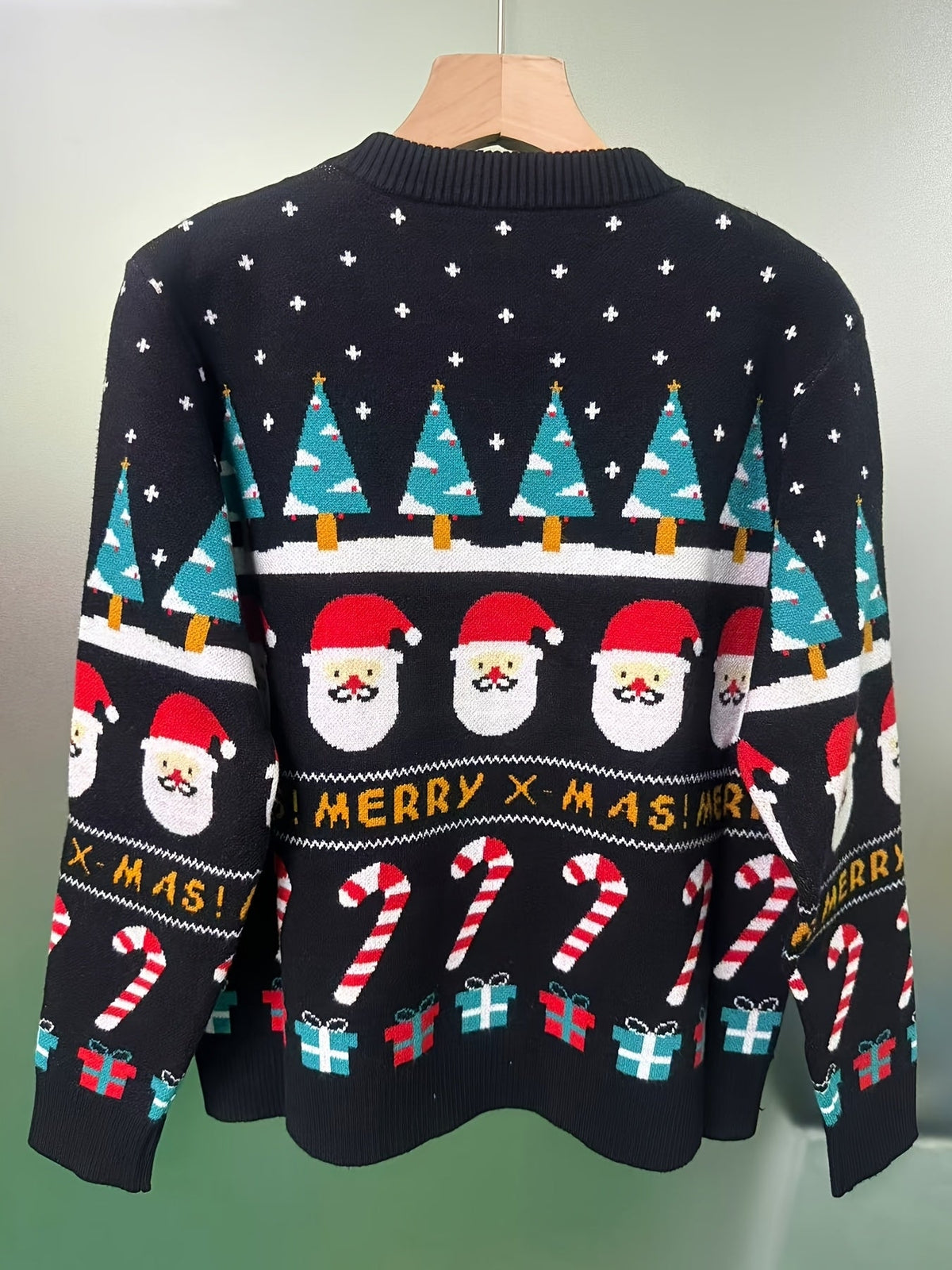 Dames Warme Kersttrui met Ronde Hals en Ribboorden
