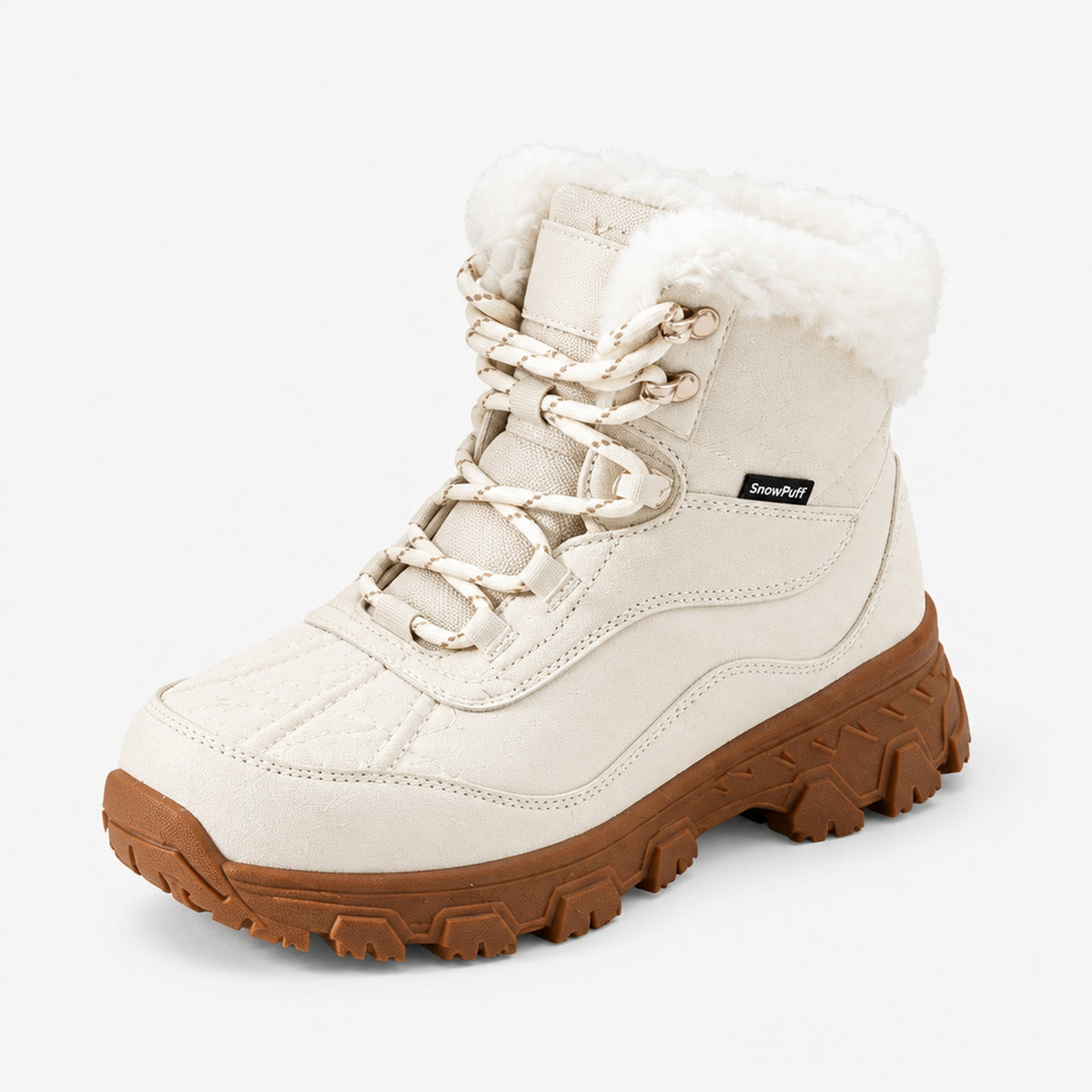 Dames Waterdichte Winterboots met Bontkraag en Grove Profielzool