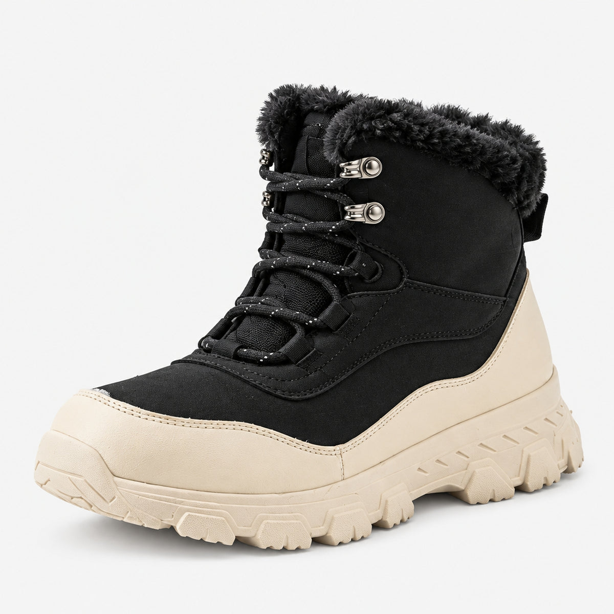 Dames Waterdichte Winterboots met Bontkraag en Grove Profielzool