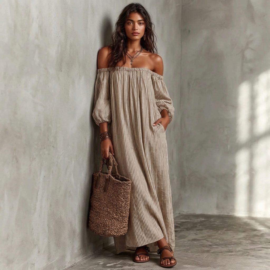 Kjole til damer oversized faldende ærmer casual