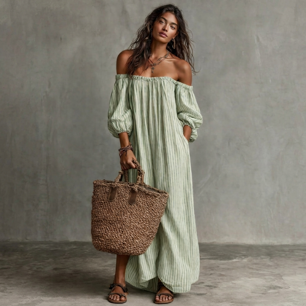Kjole til damer oversized faldende ærmer casual