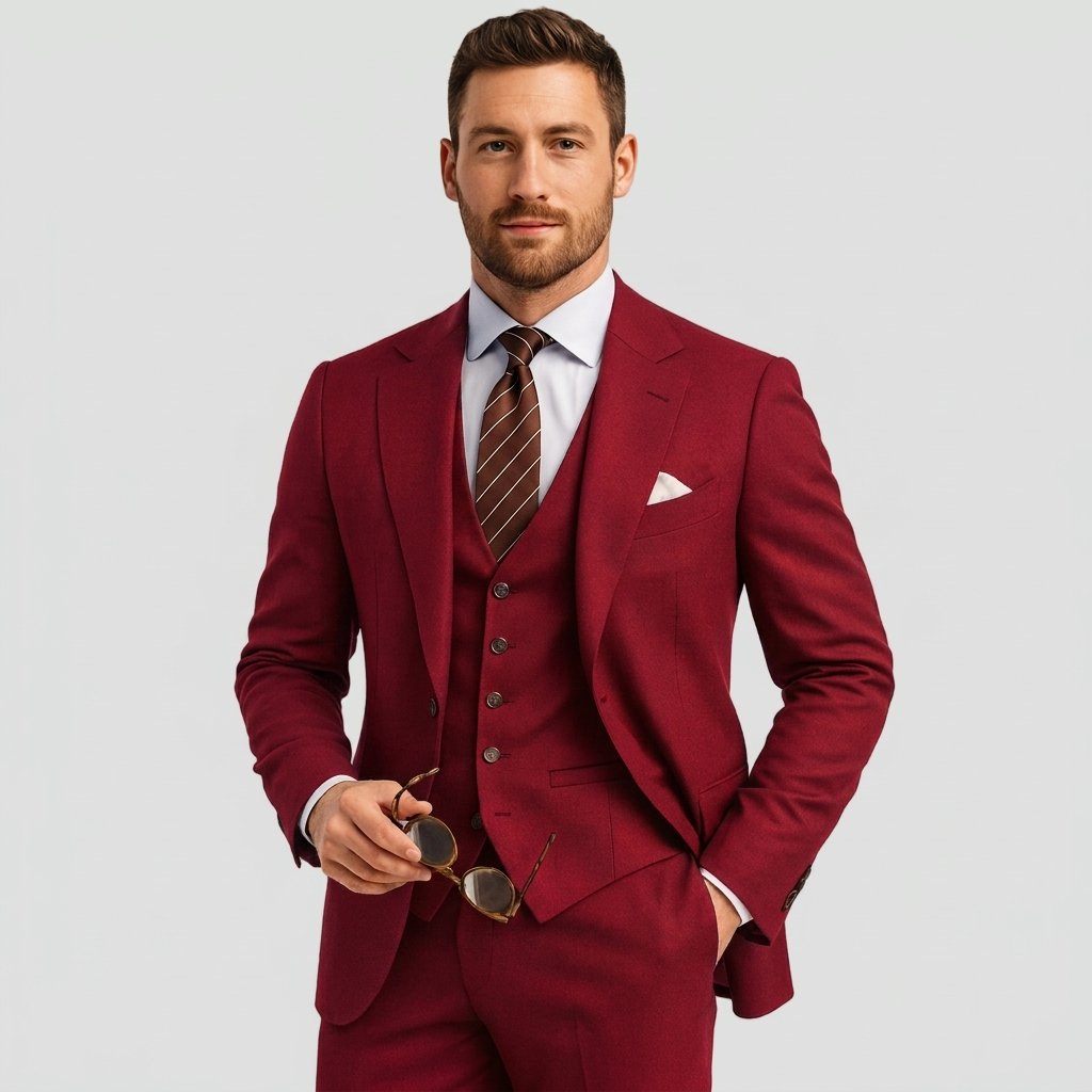 Costume trois pièces homme de luxe avec blazer, gilet et pantalon