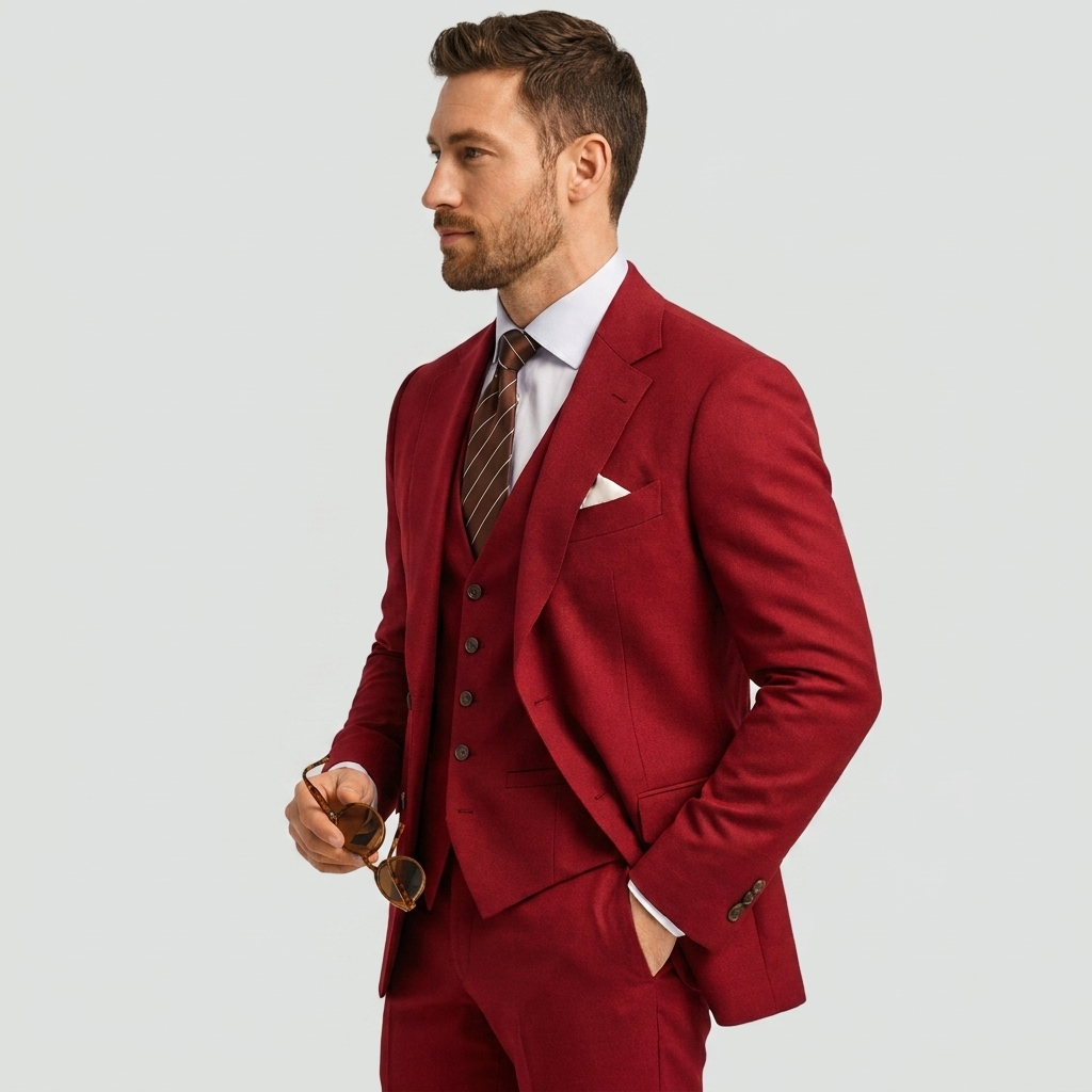 Costume trois pièces homme de luxe avec blazer, gilet et pantalon