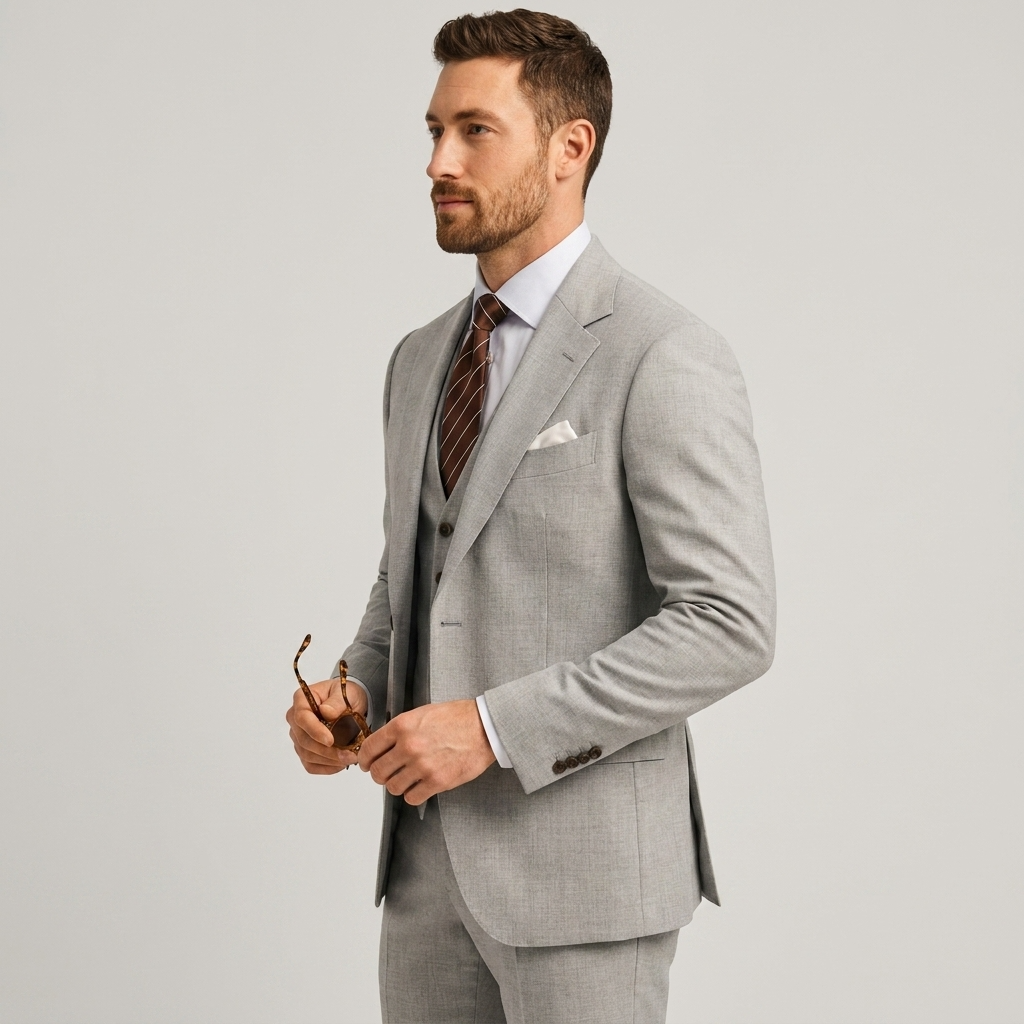 Costume trois pièces homme de luxe avec blazer, gilet et pantalon
