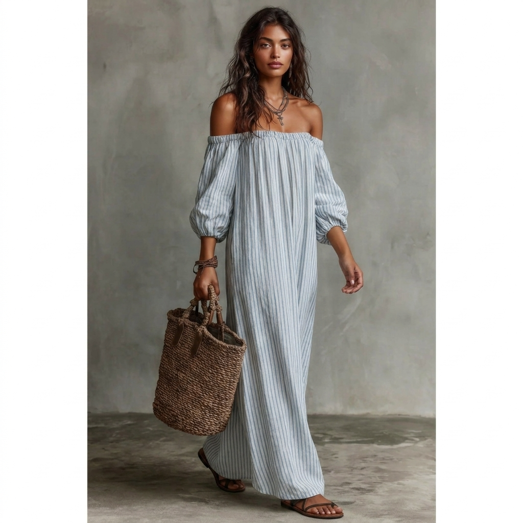Kjole til damer oversized faldende ærmer casual