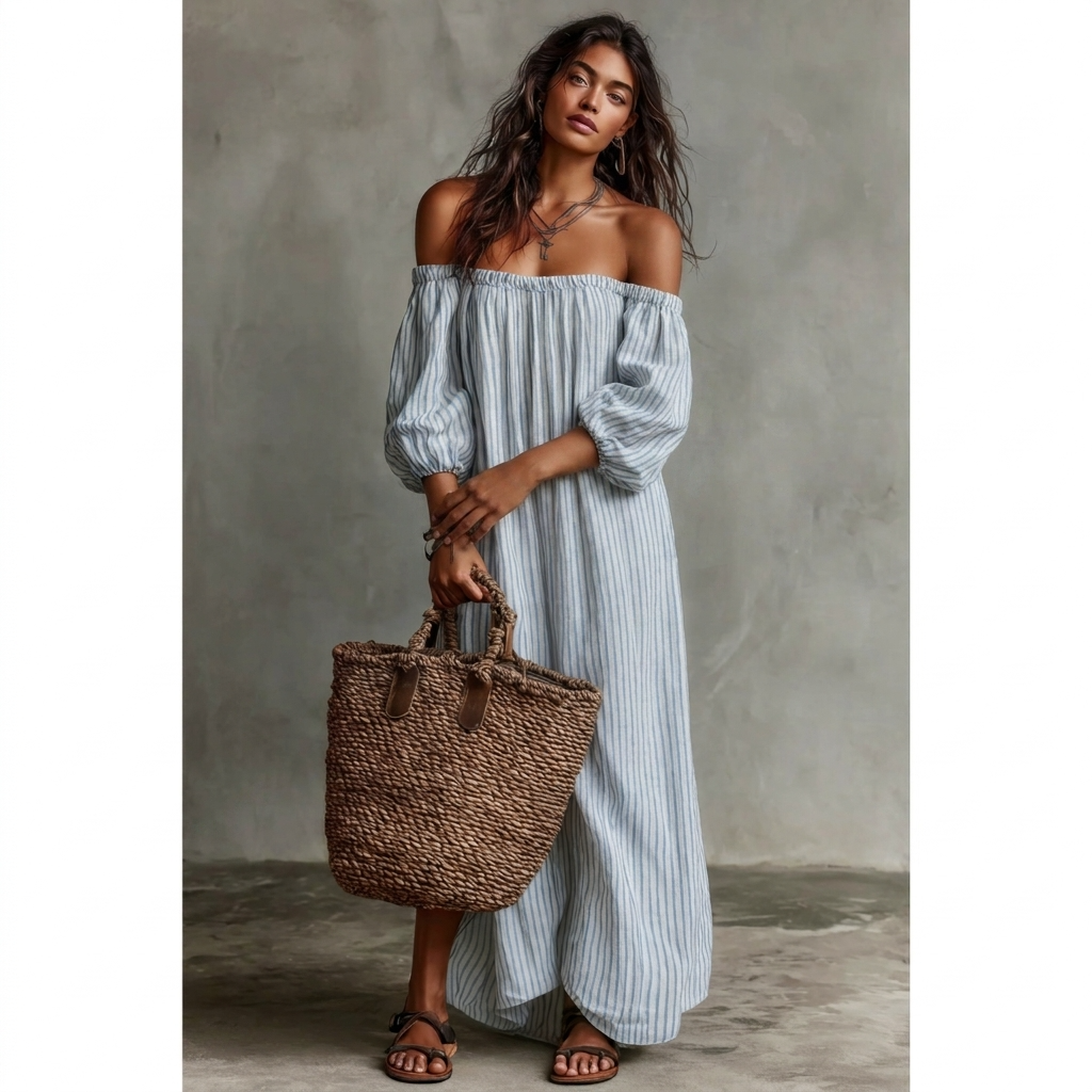 Kjole til damer oversized faldende ærmer casual