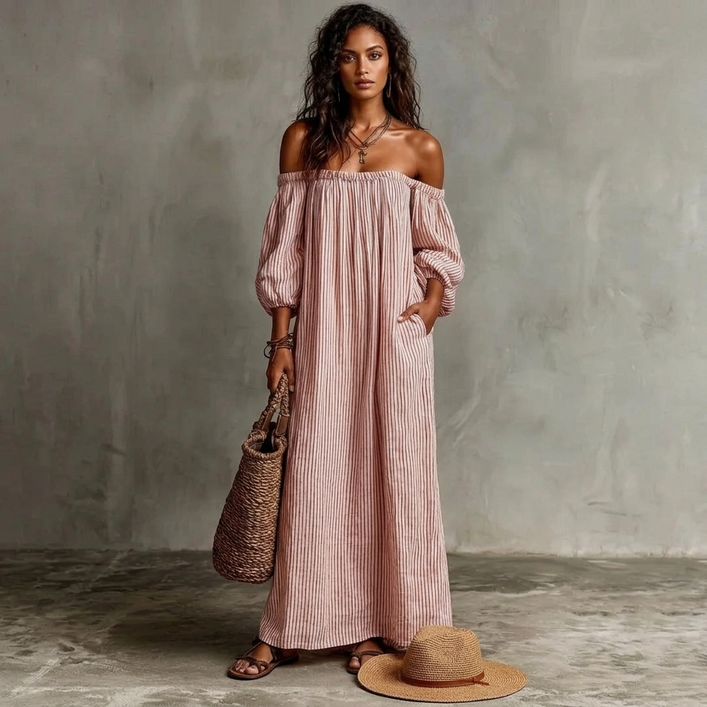 Kjole til damer oversized faldende ærmer casual