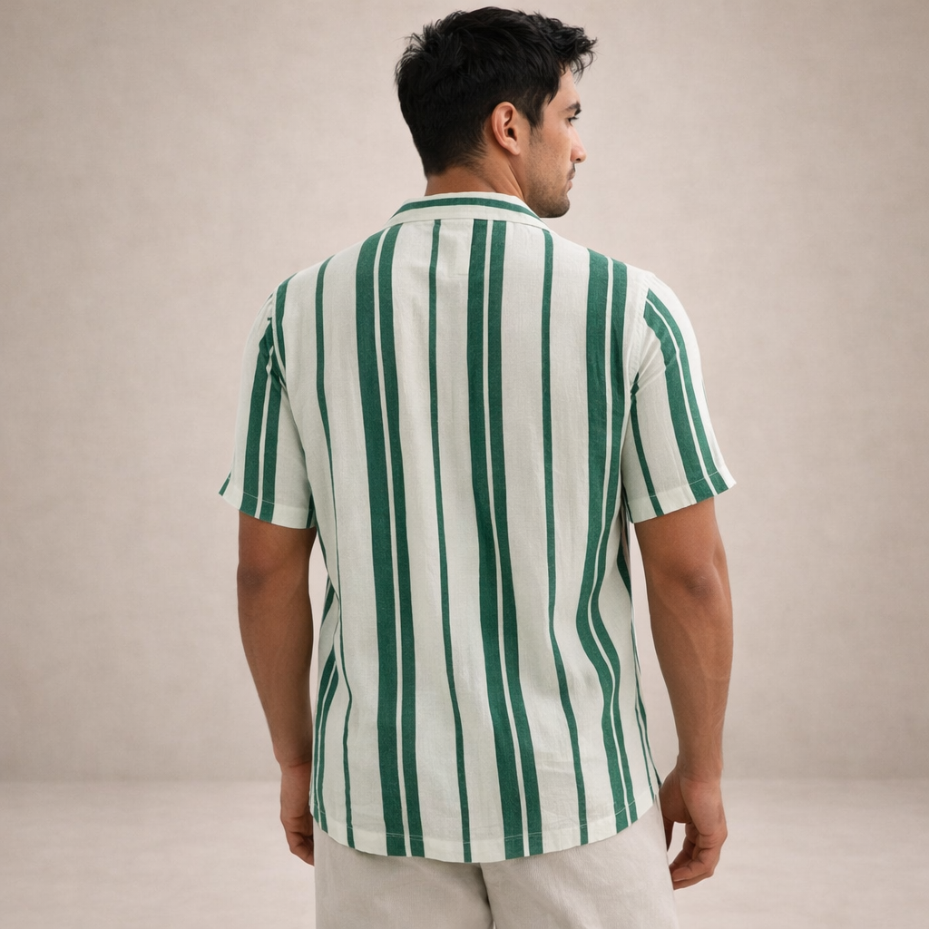 Blusa para hombre corte regular lino manga larga a rayas