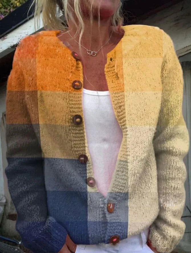 Dame vest med lange ærmer og 3D-print til casual brug