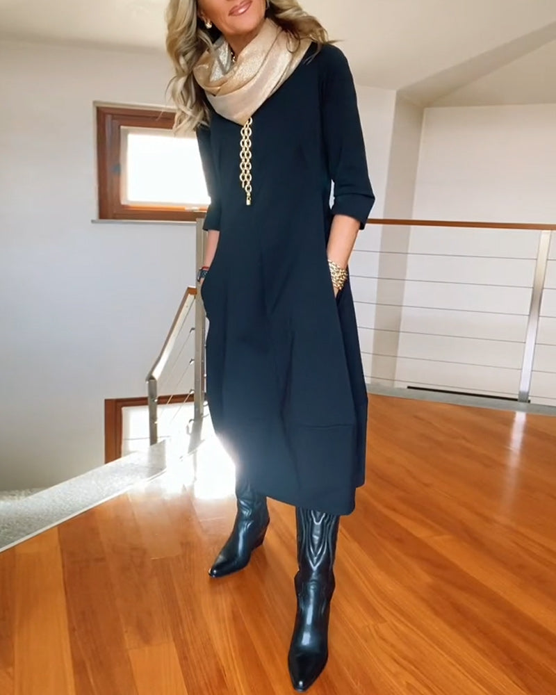 Elegant vintage maxi kjole til kvinder med lommer