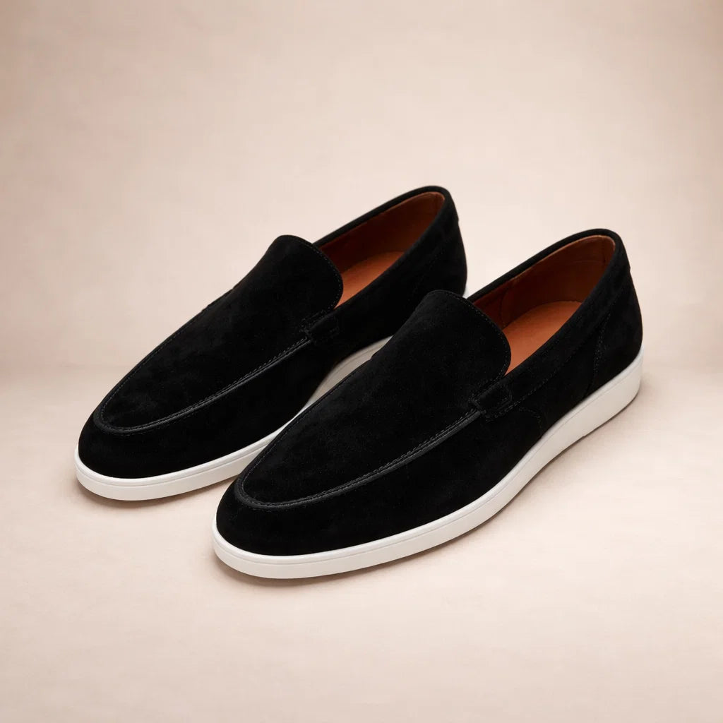 Mocassins décontractés homme coupe régulière dessus cuir modèle à enfiler