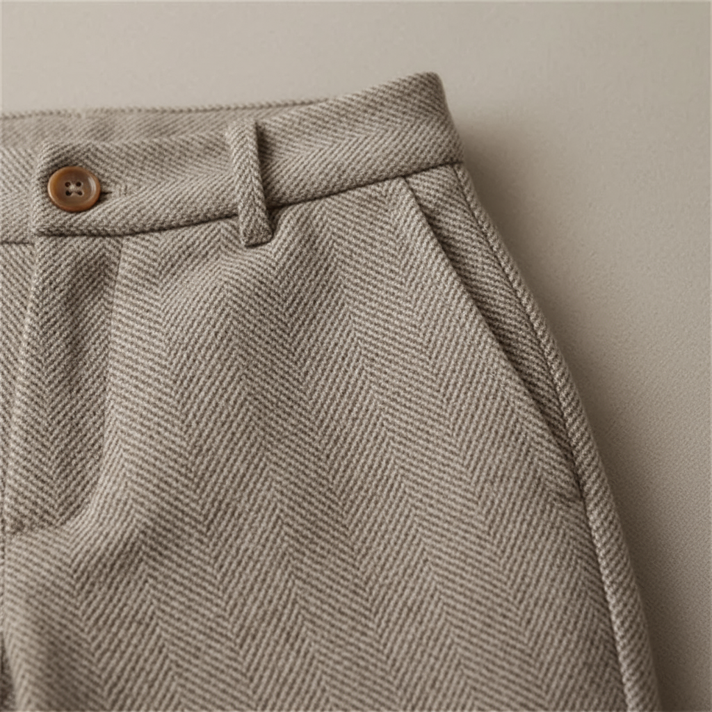 Herren-Plisseehose mit hoher Taille und geradem Bein