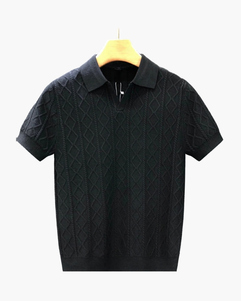 Strikket Polo Herre Tailored Fit Struktur Casual Sommer