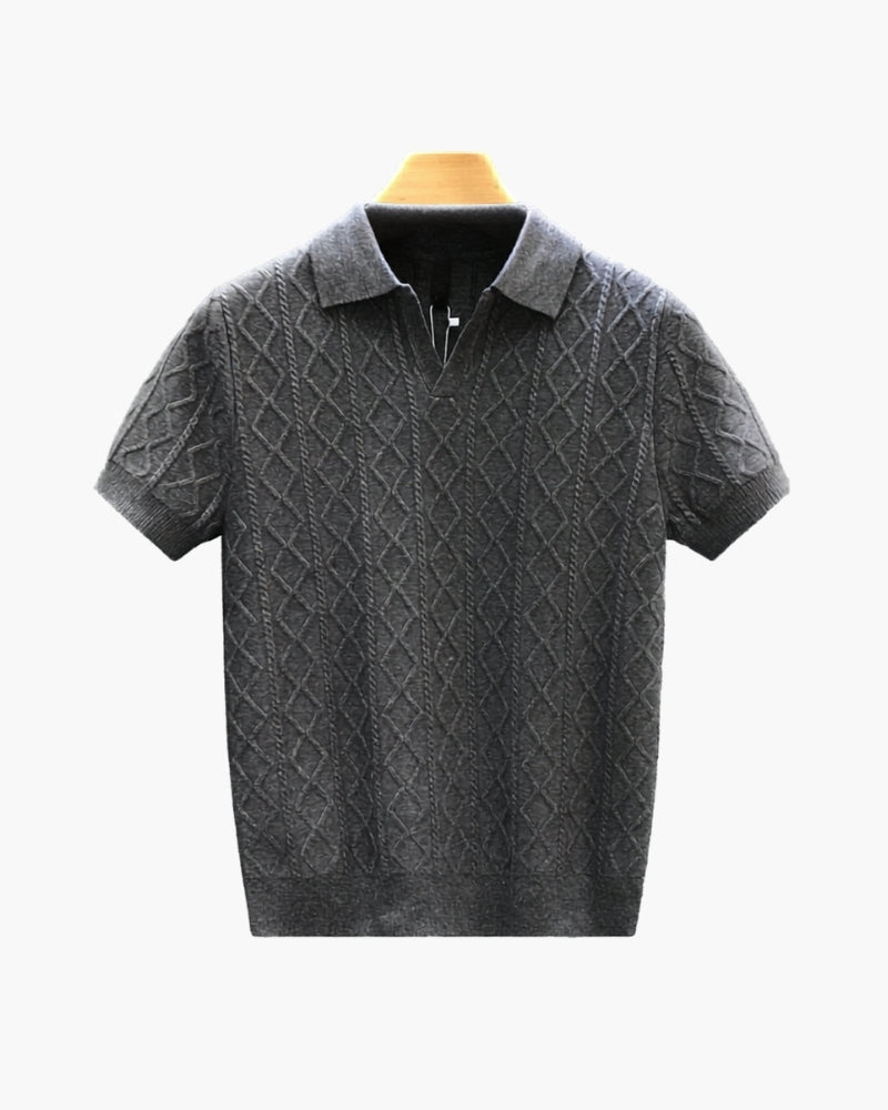Strikket Polo Herre Tailored Fit Struktur Casual Sommer