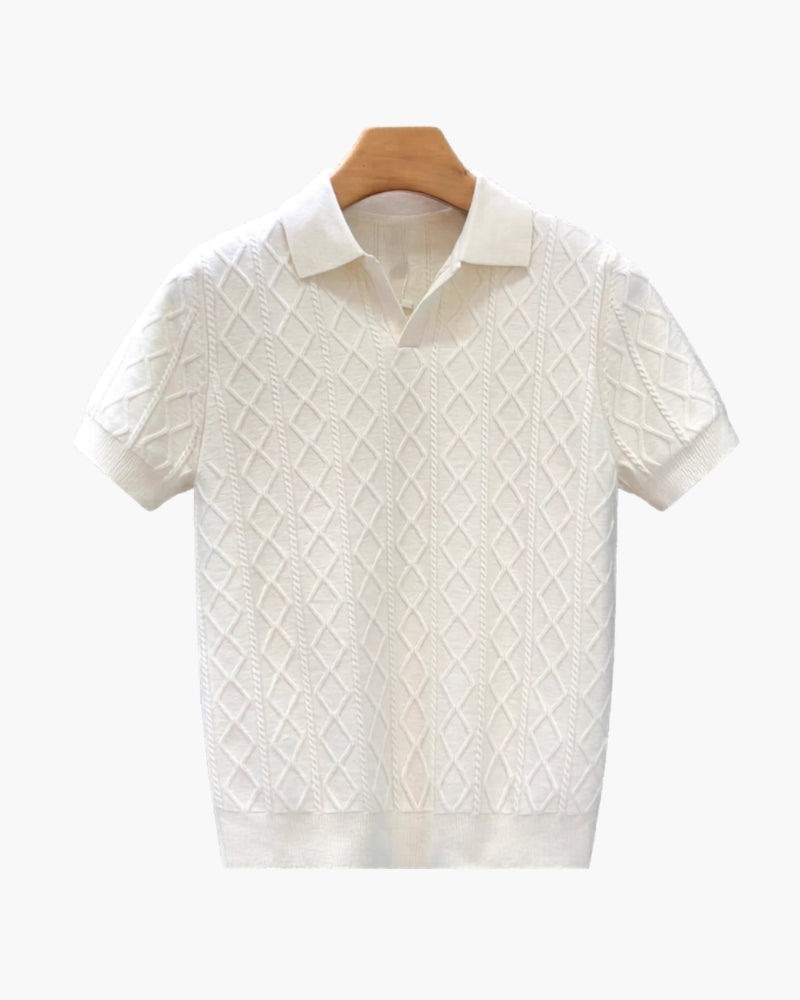 Strikket Polo Herre Tailored Fit Struktur Casual Sommer