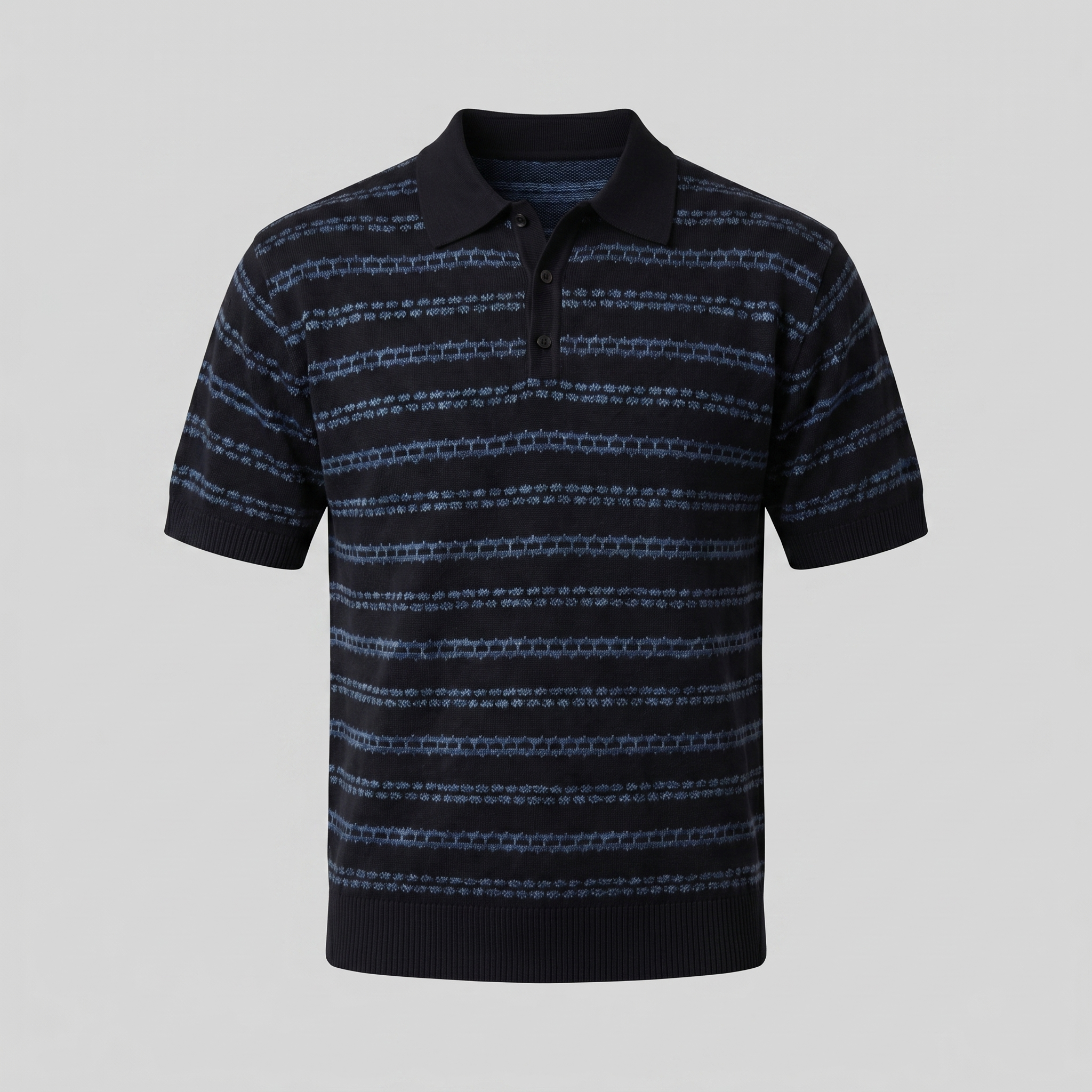 Strikket Polo Shirt Herre Skræddersyet Fit Lange Ærmer Casual