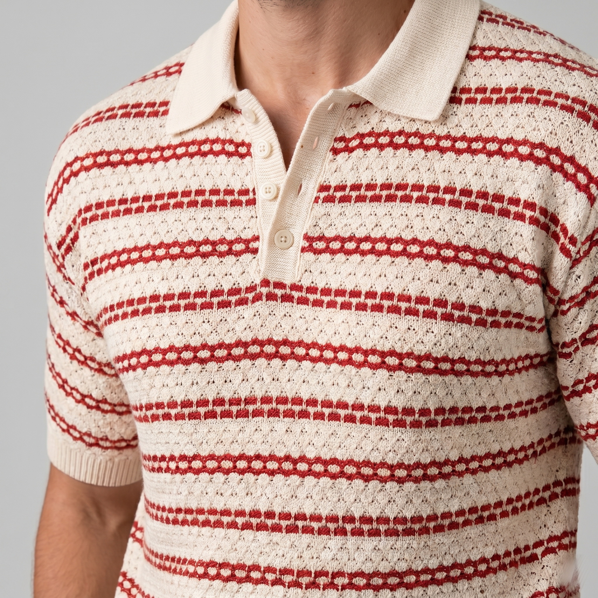 Strikket Polo Shirt Herre Skræddersyet Fit Lange Ærmer Casual