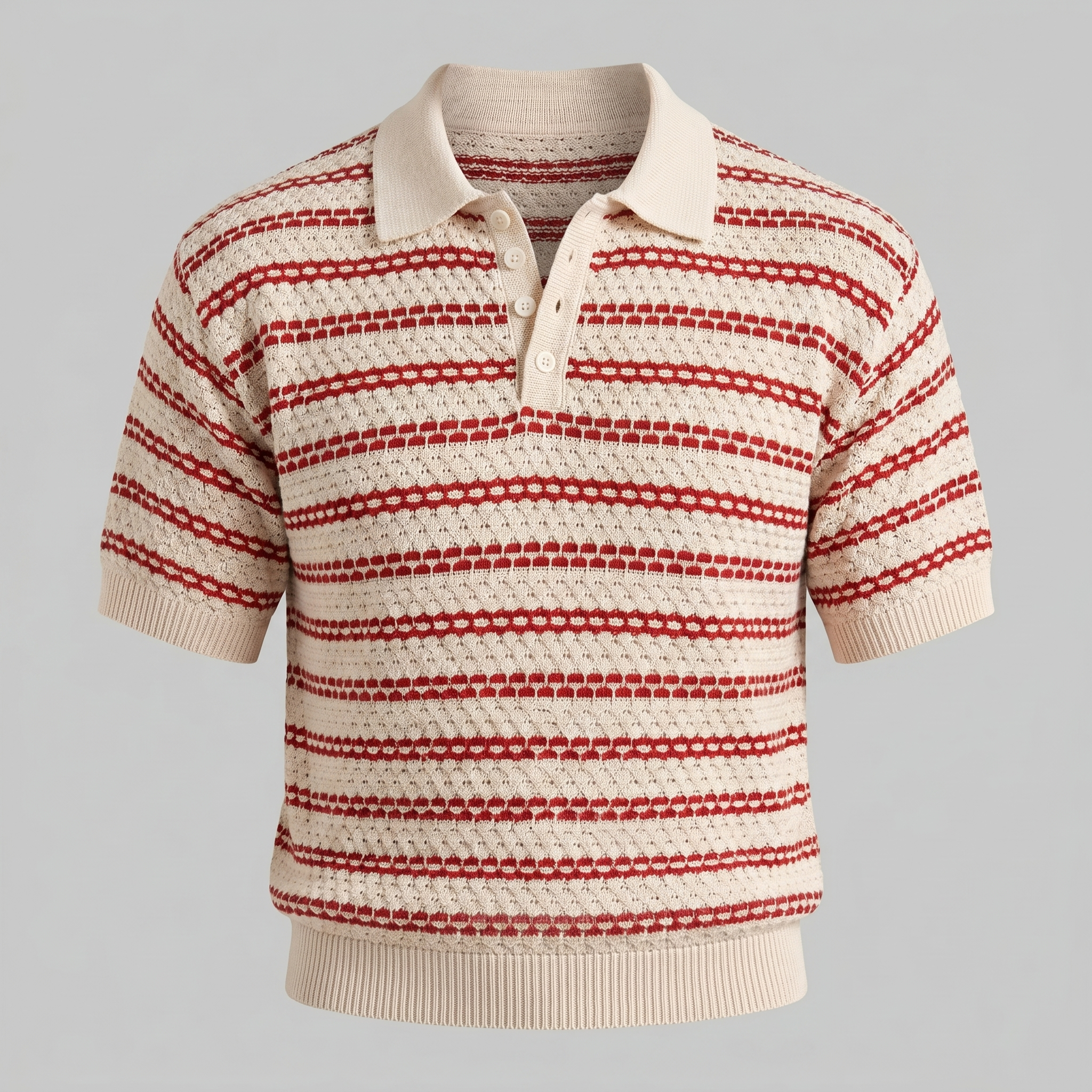 Strikket Polo Shirt Herre Skræddersyet Fit Lange Ærmer Casual