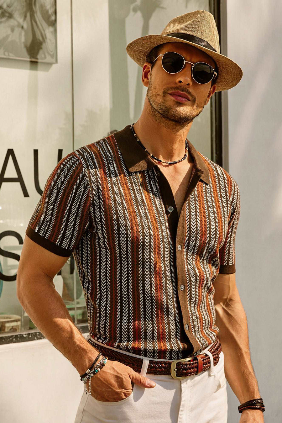 Gestreepte Poloshirt Heren Korte Mouwen Casual