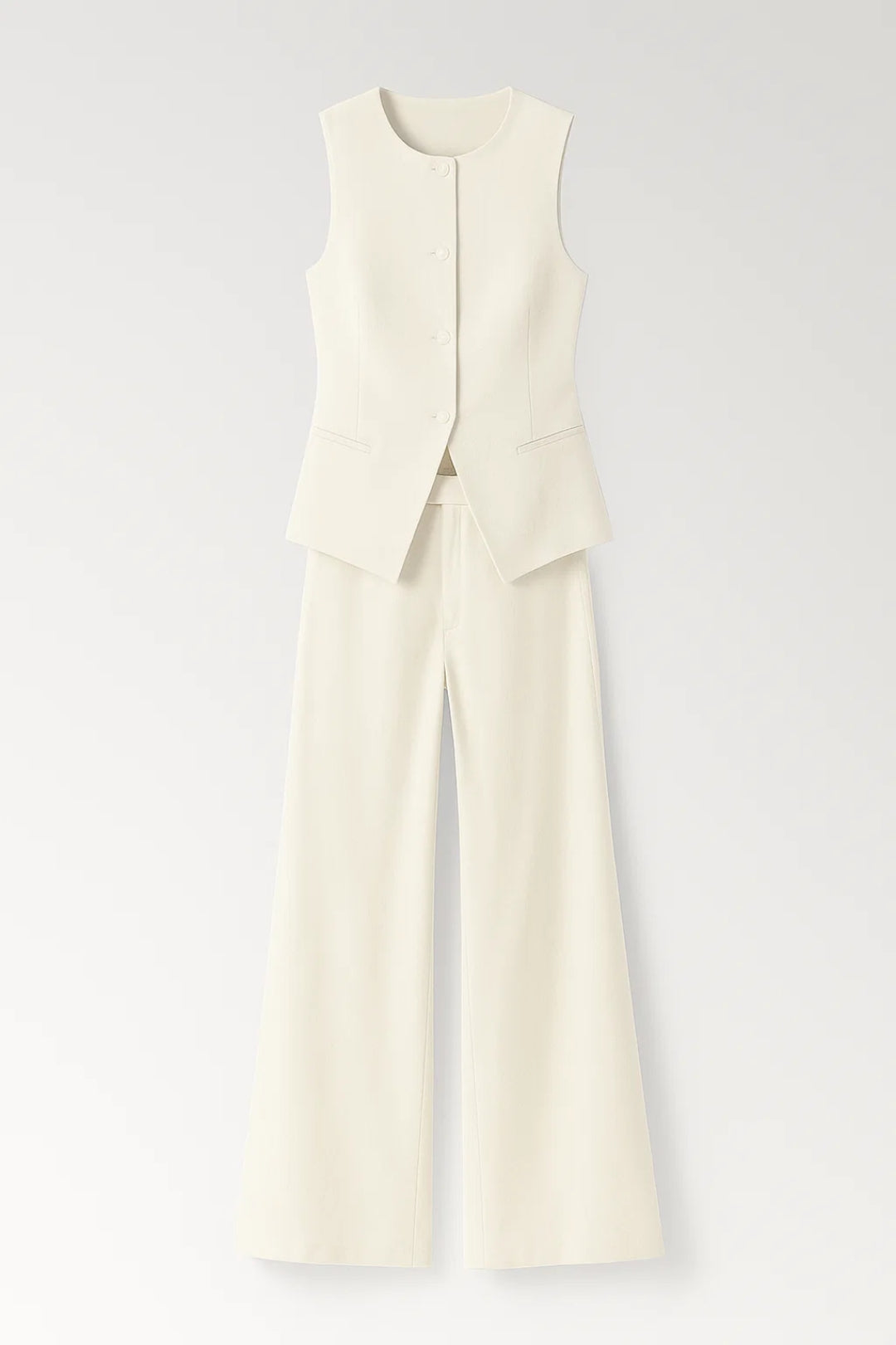 Conjunto de chaleco entallado para mujer con pantalón ancho, elegante para boda