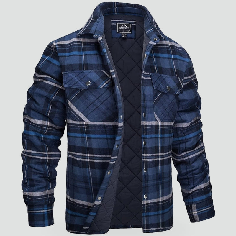 Gewatteerd Heren Overshirt met Ruitpatroon en Borstzak