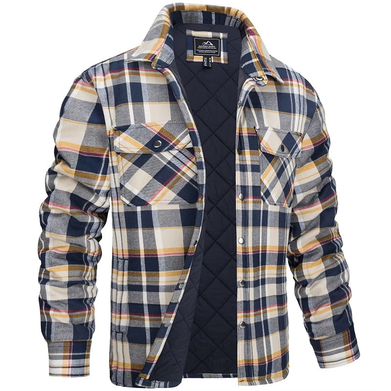 Gewatteerd Heren Overshirt met Ruitpatroon en Borstzak