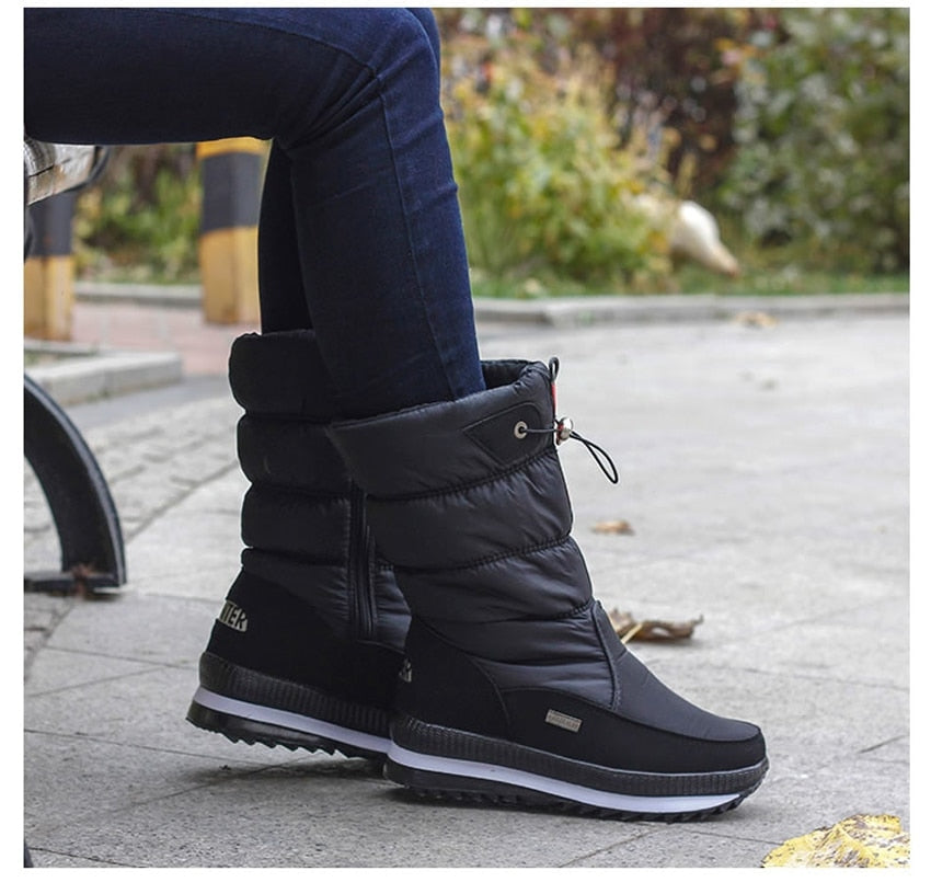 Gewatteerde Dames Snowboots met Voorrits en Profielzool