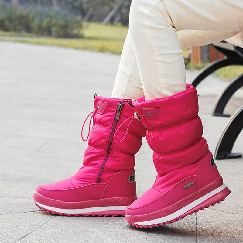 Gewatteerde Dames Snowboots met Voorrits en Profielzool