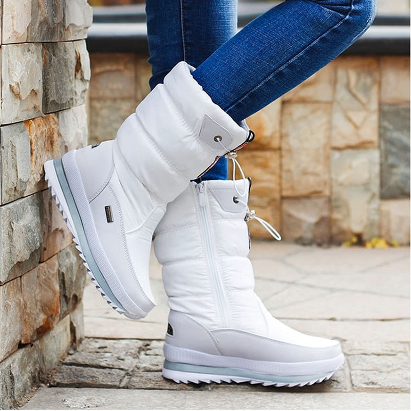 Gewatteerde Dames Snowboots met Voorrits en Profielzool