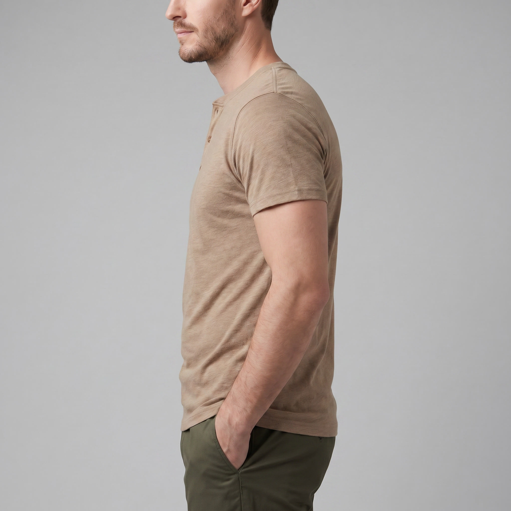Henley Shirt Heren Korte Mouwen Casual