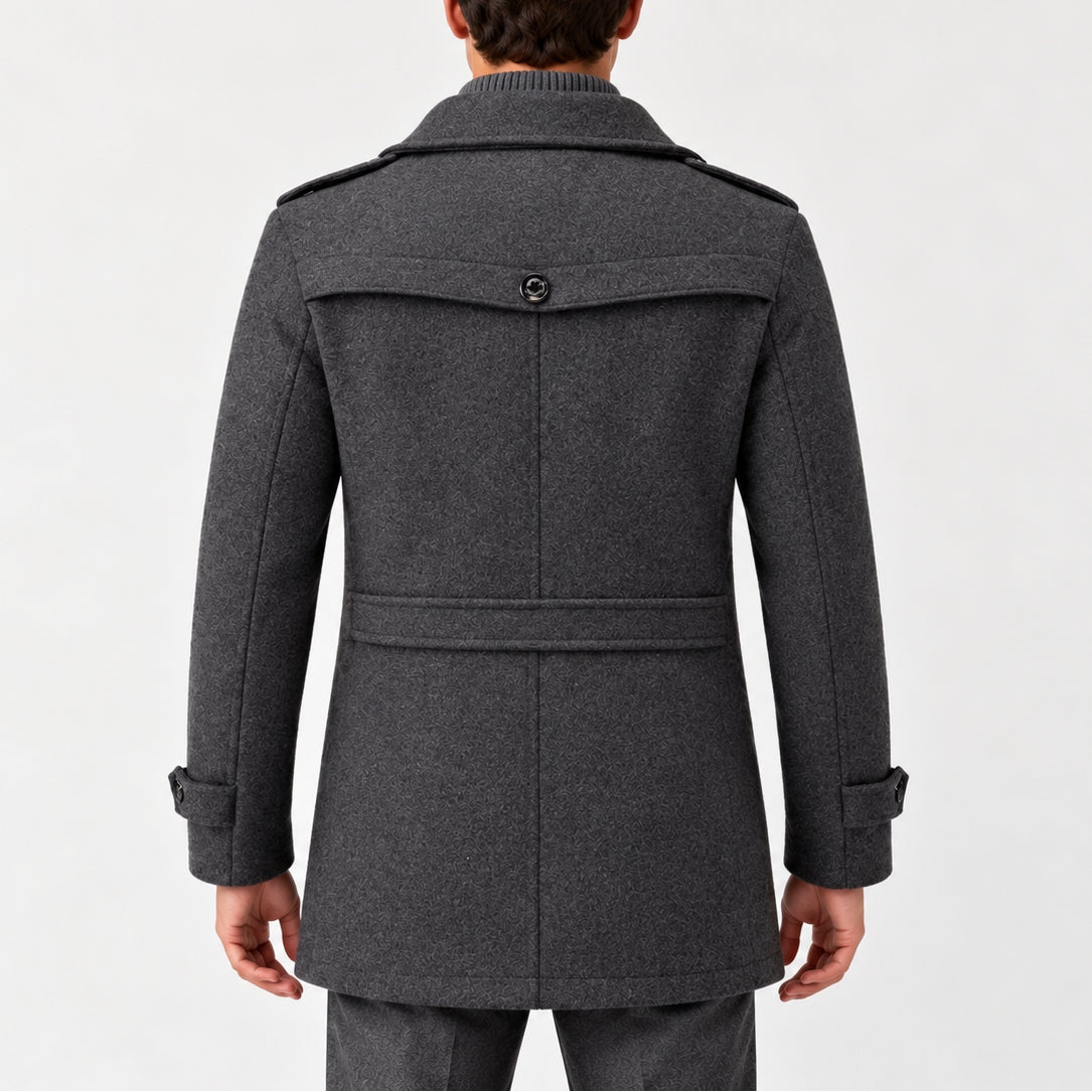 Heren Elegante Winterjas met Hoge Kraag en Knoopsluiting