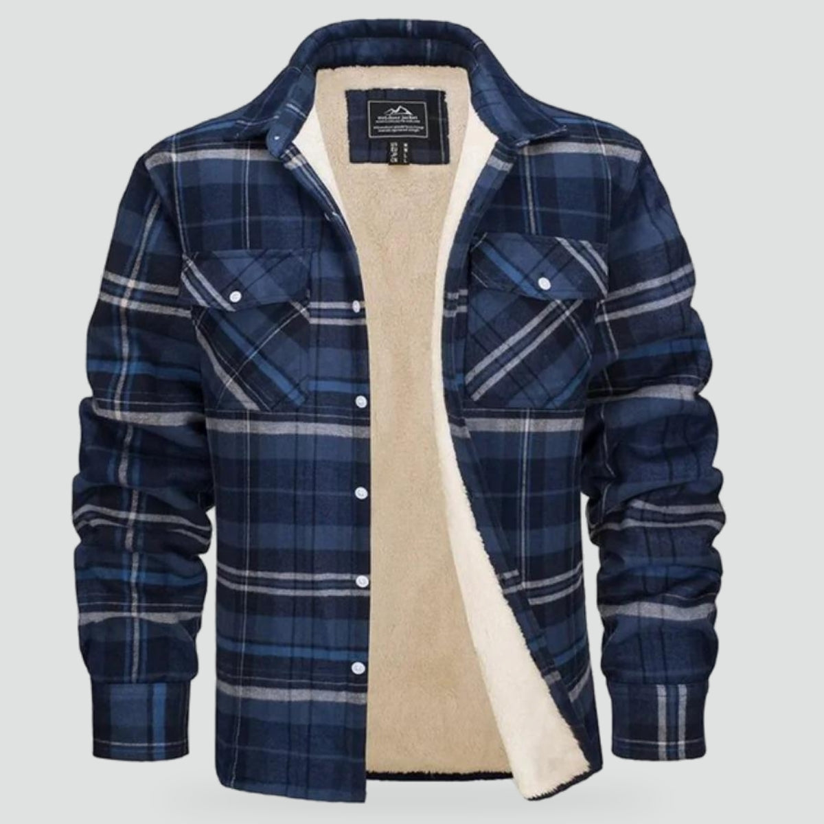 Blau-Grau fleecegefütterte karierte jacke