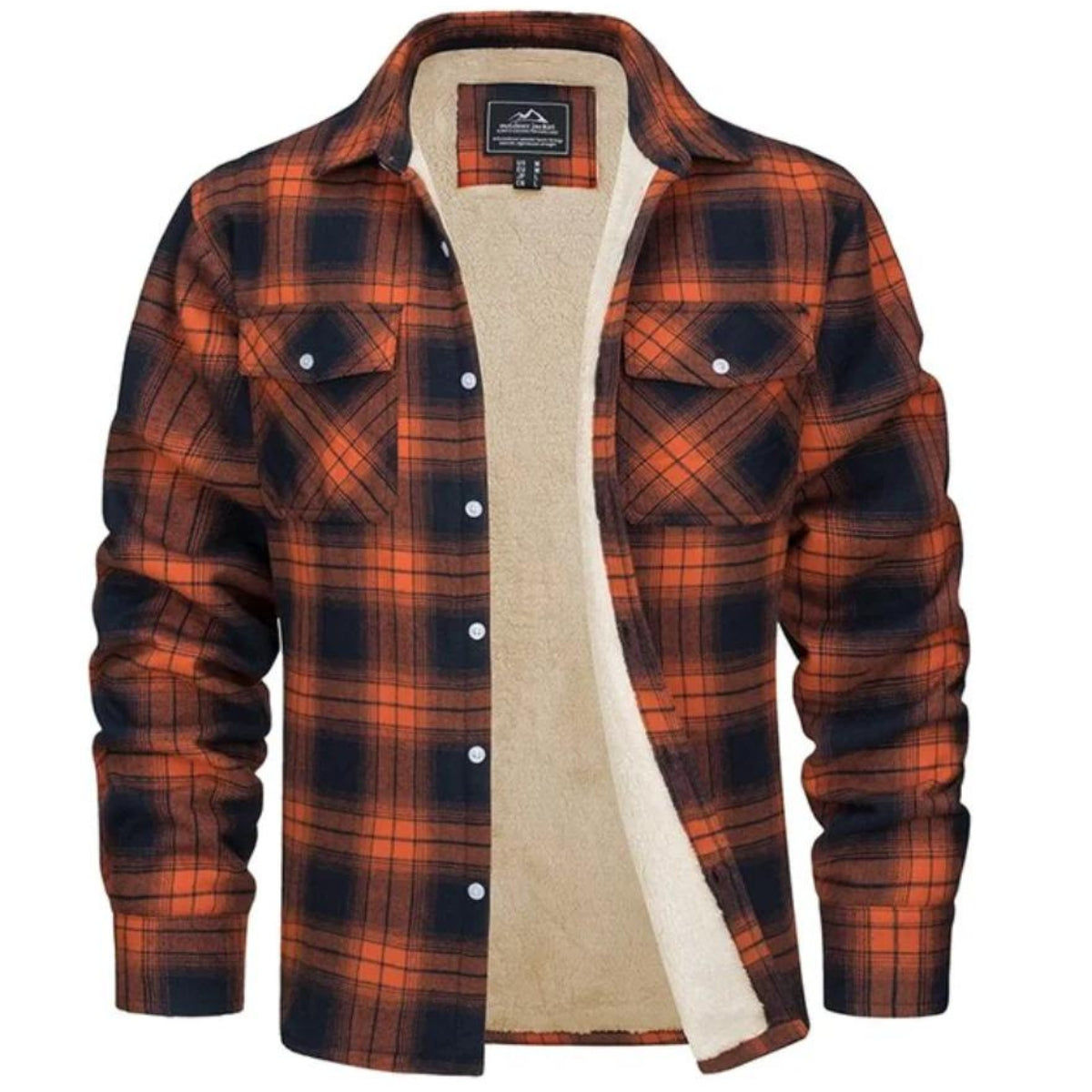 Orange fleecegefütterte karierte jacke
