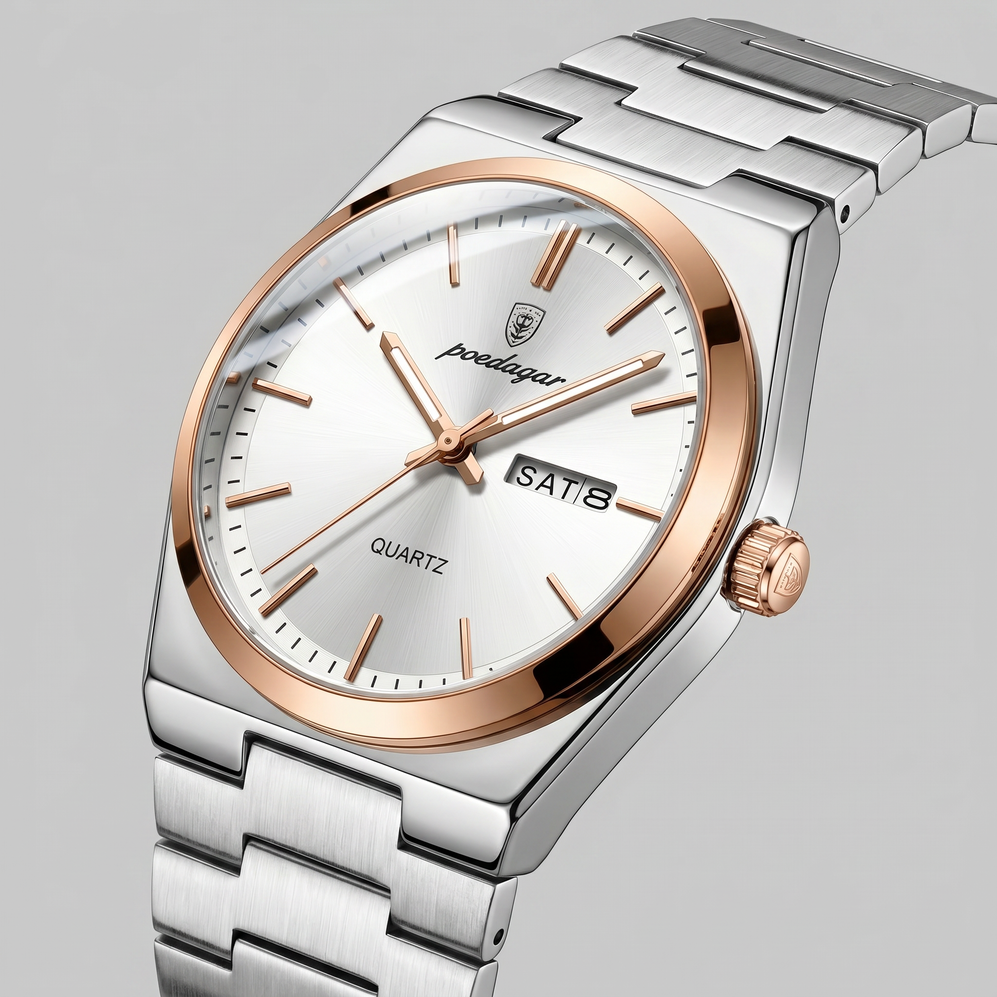 Heren Horloge Stalen Armband Zonnestraal Wijzerplaat