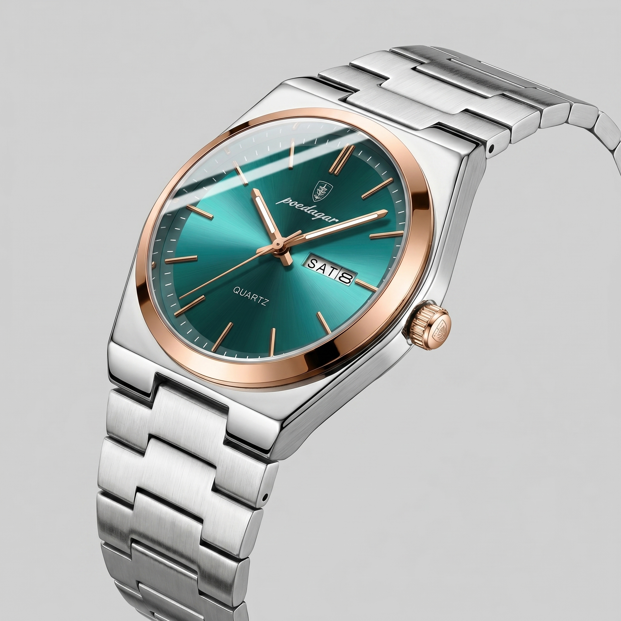 Heren Horloge Stalen Armband Zonnestraal Wijzerplaat