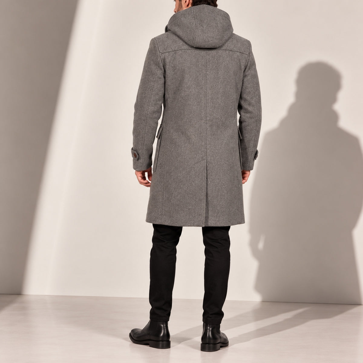 Heren Klassieke Duffelcoat met Houtjesluiting en Capuchon